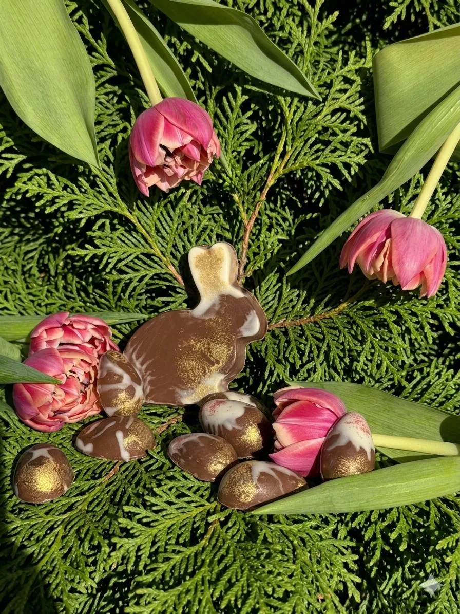 Шоколадні яєчка з тюльпанами